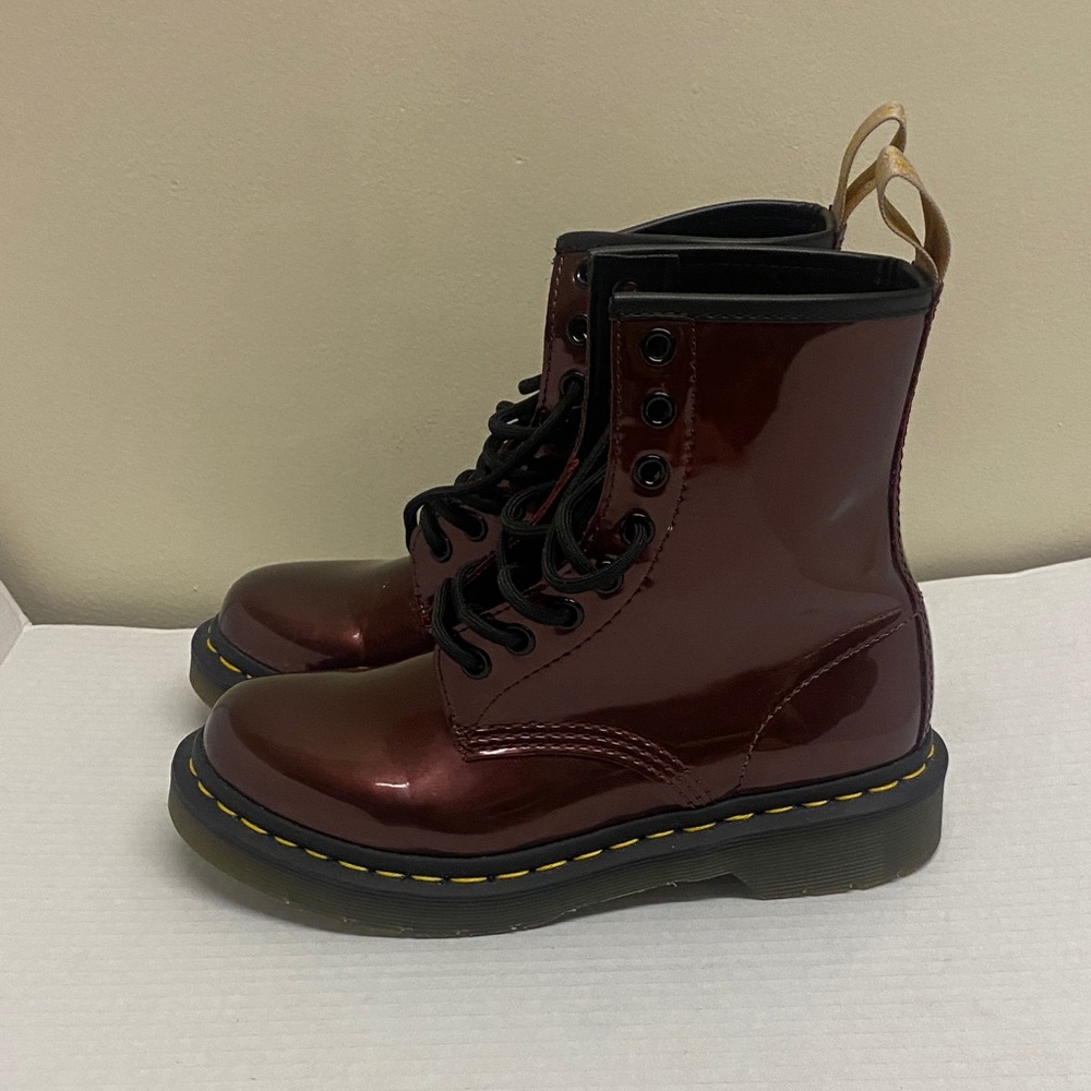 Doc martens vegan chrome red